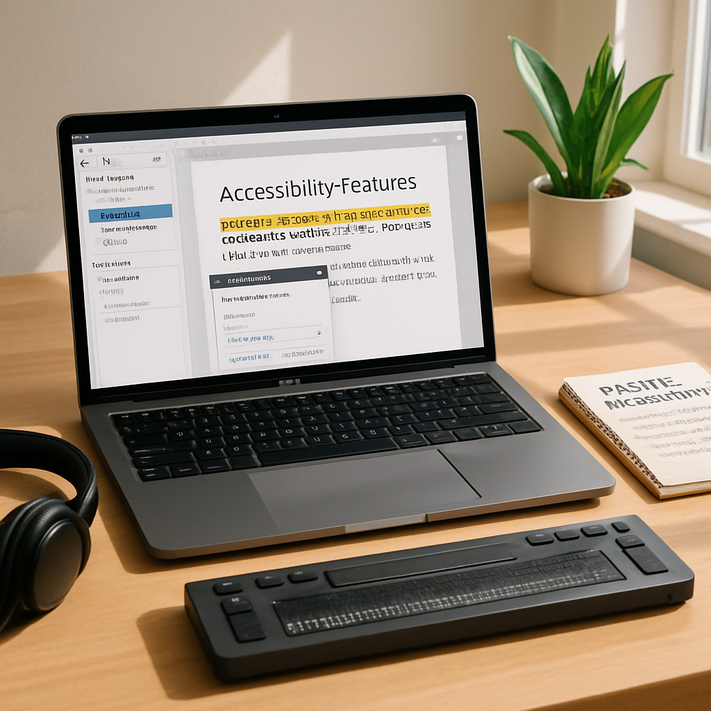 Image of a computer with assistive technology next to it
